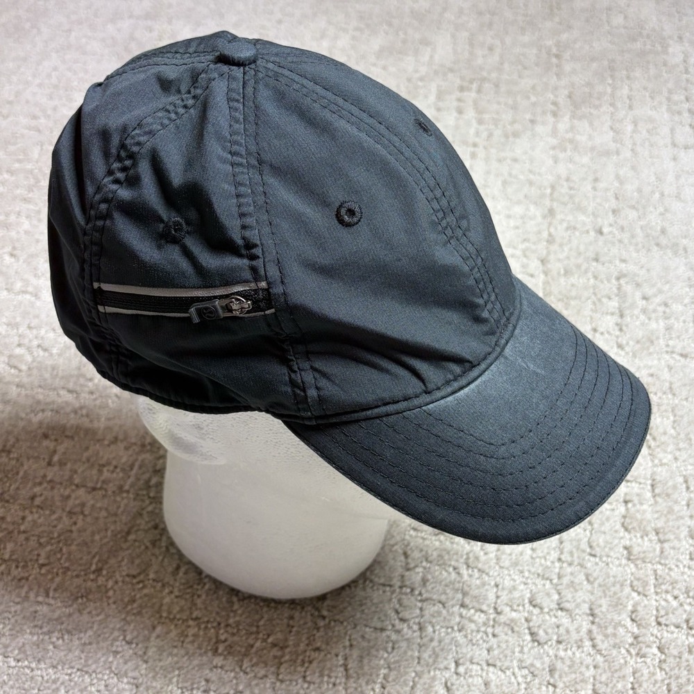Lululemon Performance Running Hat Cap Black Side Zip Stash Pocket Reflective
